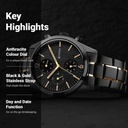 Titan Black and Gold Anthracite Dial Analog Stainless Steel Strap watch for Men