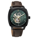 Fastrack Automatics Collection Green Dial Brown Leather Strap Watch For Guys