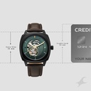 Fastrack Automatics Collection Green Dial Brown Leather Strap Watch For Guys
