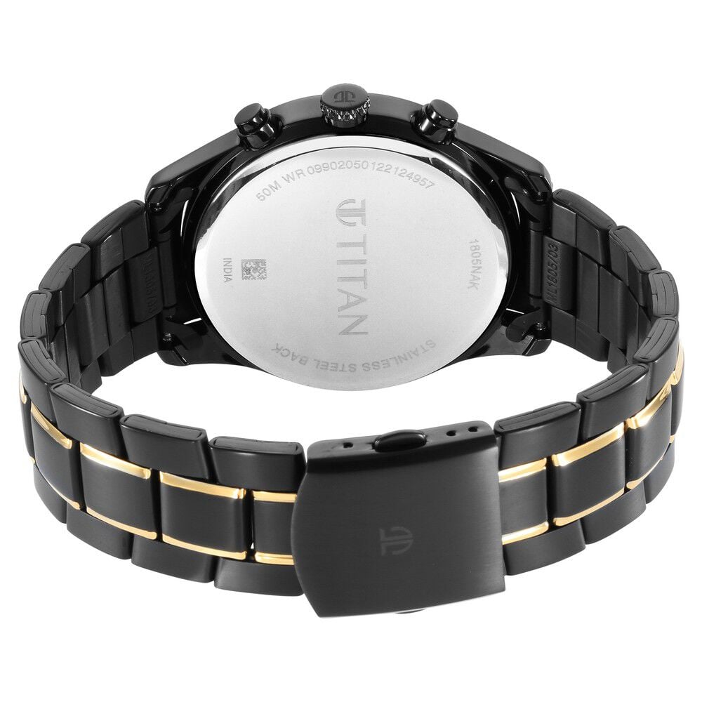 Titan Black and Gold Anthracite Dial Analog Stainless Steel Strap watch for Men