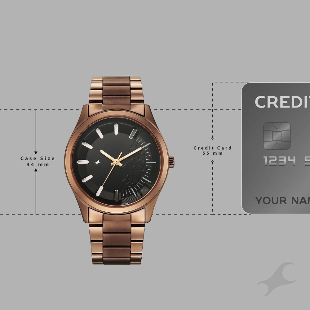 Fastrack Wild Quartz Analog Black Dial Brown Metal Strap Watch For Guys