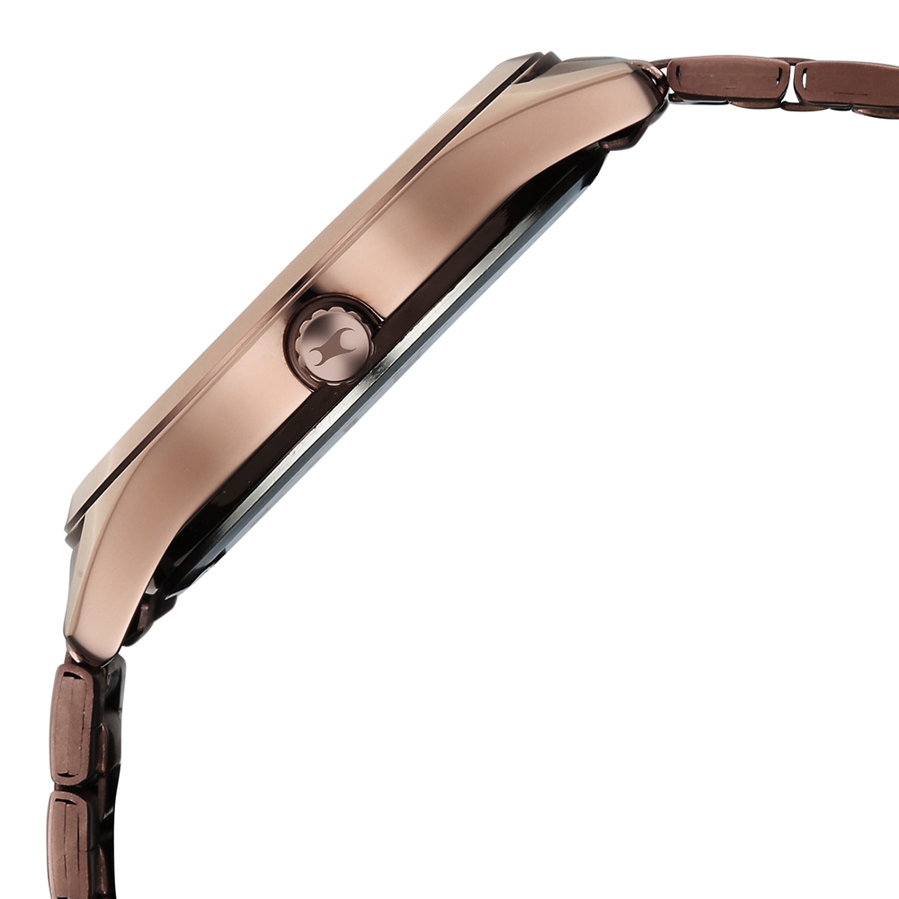 Fastrack Wild Quartz Analog Black Dial Brown Metal Strap Watch For Guys