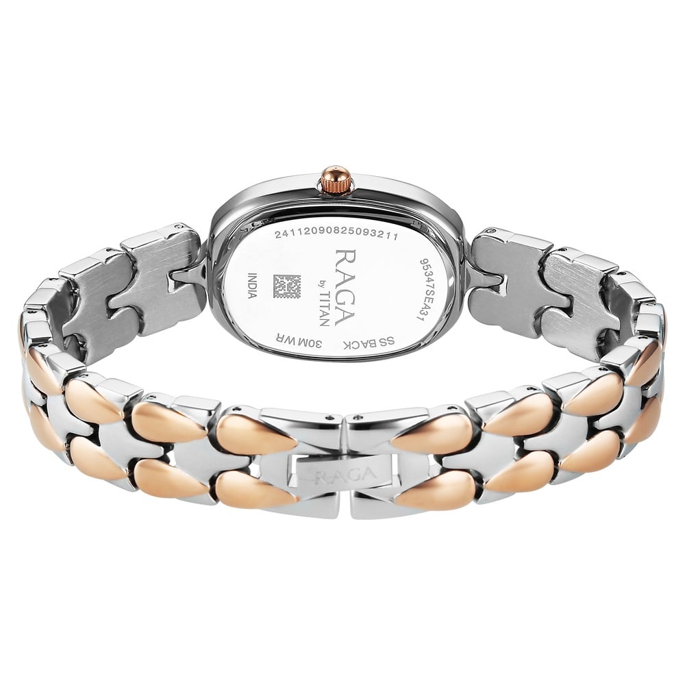 Titan Raga Showstopper Quartz Analog Silver Dial Two Toned Metal Strap Watch For Women
