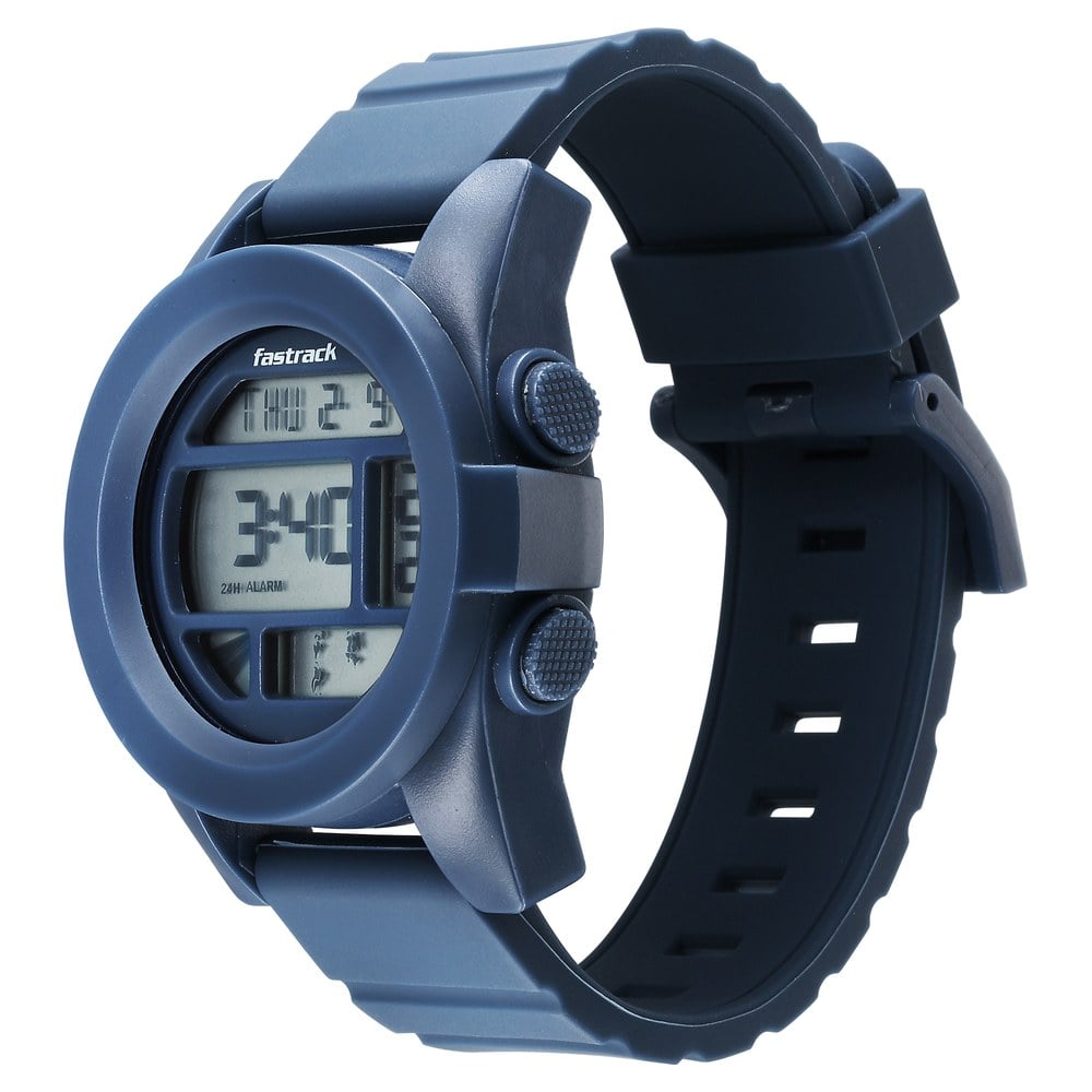 Fastrack StreetStyle Digital Blue Dial Blue Silicone Strap Watch For Guys