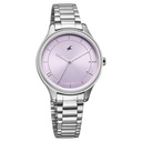 Fastrack Stunners Quartz Analog Pink Dial Silver Metal Strap Watch For Girls
