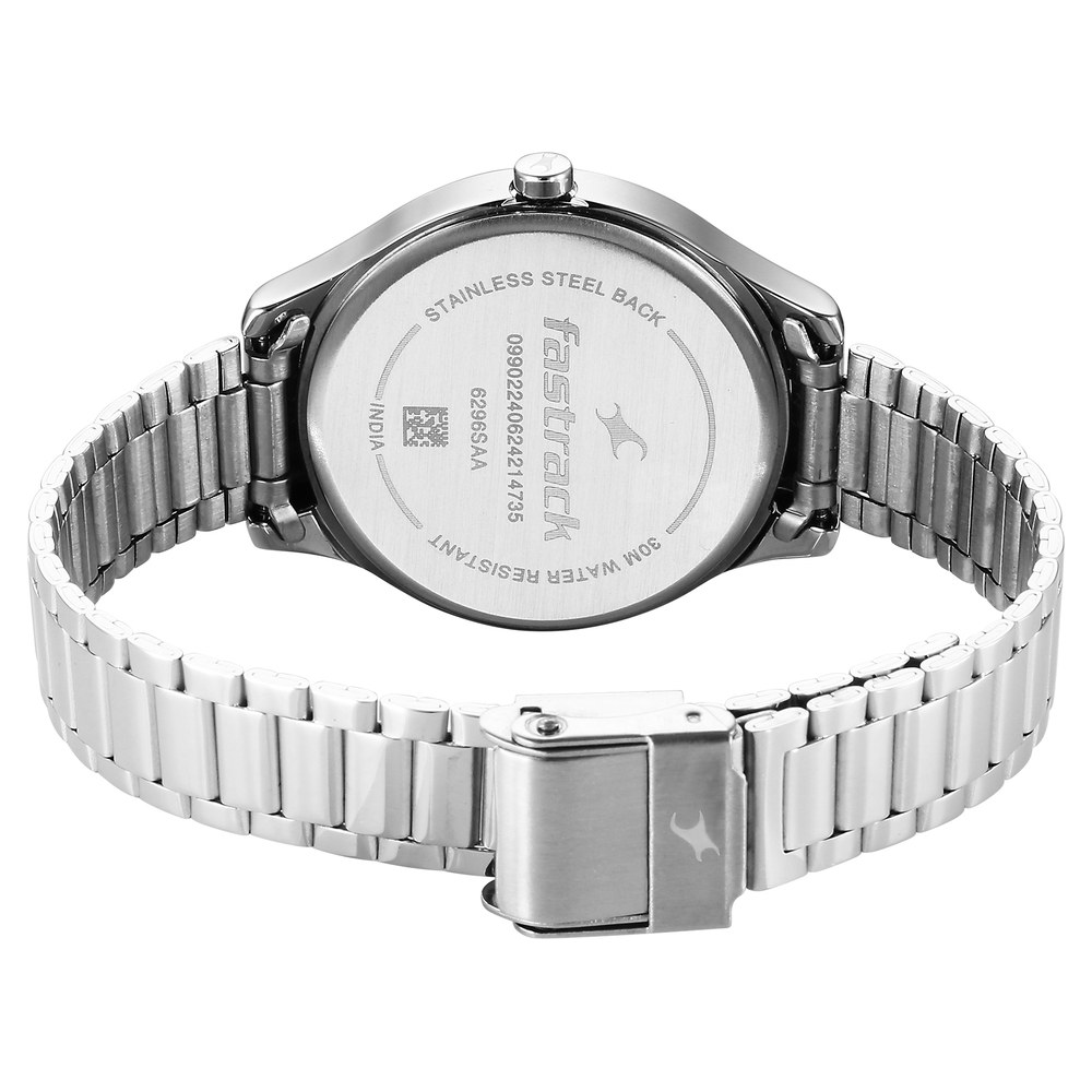 Fastrack Stunners Quartz Analog Pink Dial Silver Metal Strap Watch For Girls