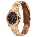 Titan  Purple Time Deluxe Quartz Analog Brown Dial Rose Gold Metal Strap Watch For Women