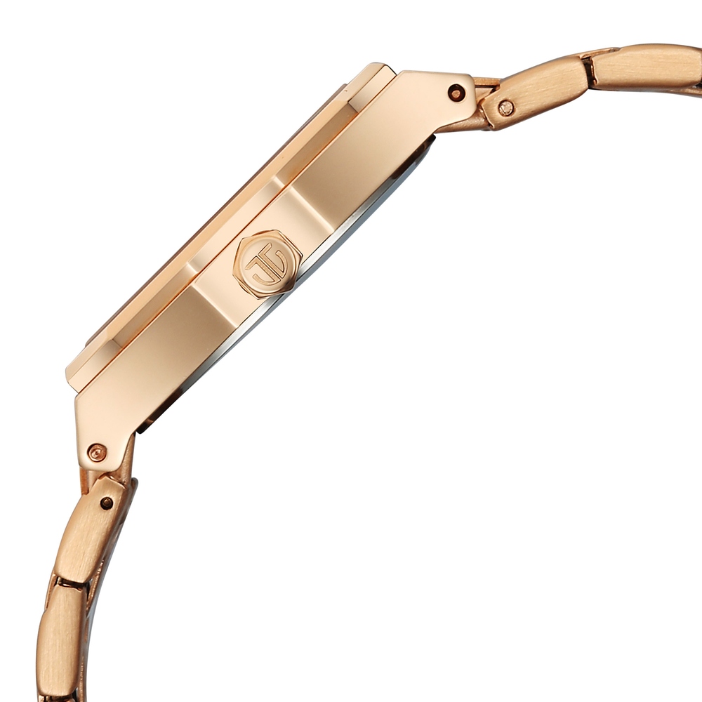 Titan  Purple Time Deluxe Quartz Analog Brown Dial Rose Gold Metal Strap Watch For Women