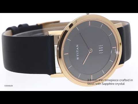 Titan Edge Quartz Analog Anthracite Dial Black Leather Strap Watch For Men