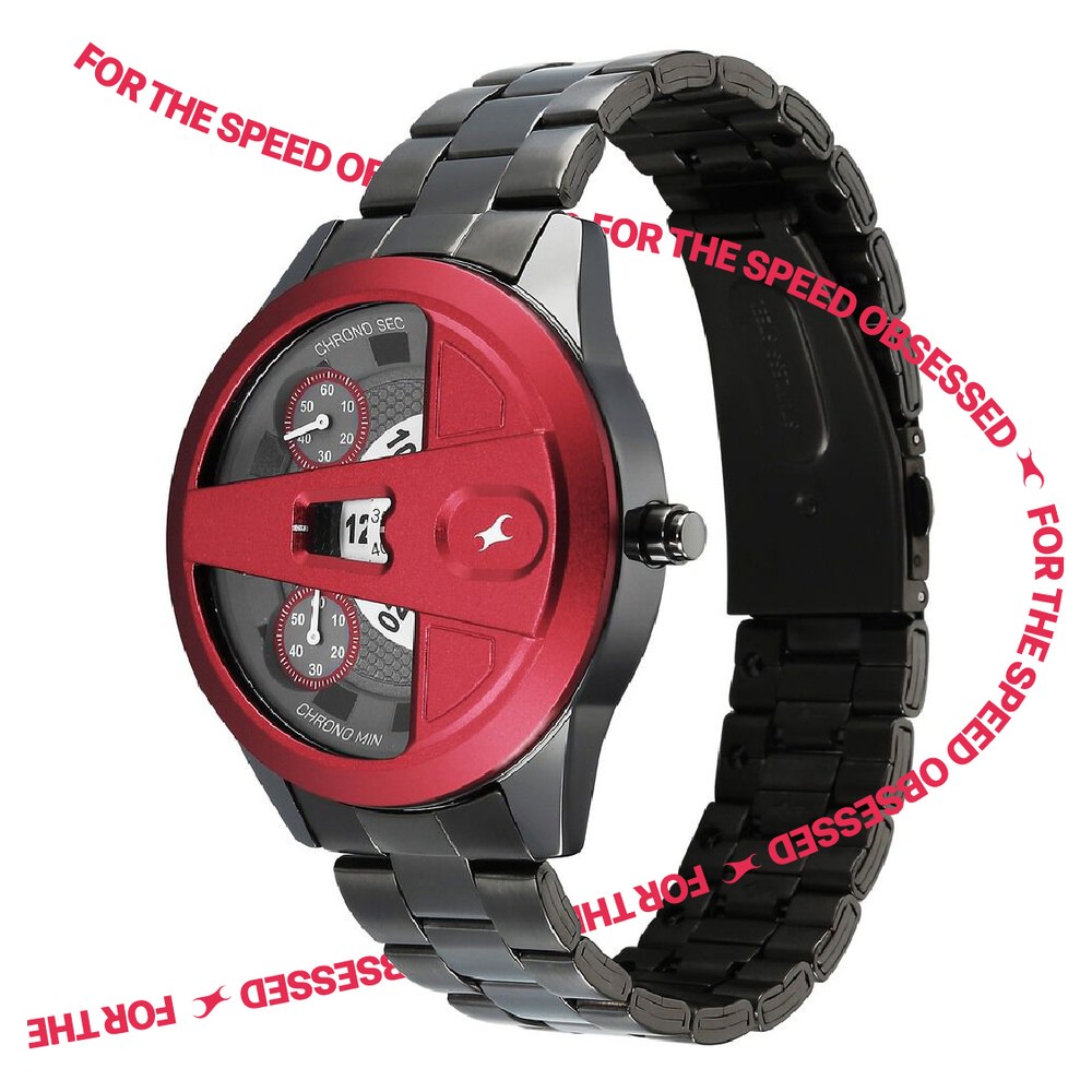 Fastrack Overdrive Chronograph Micromotor Grey Dial Grey Stainless Steel Strap Watch For Guys
