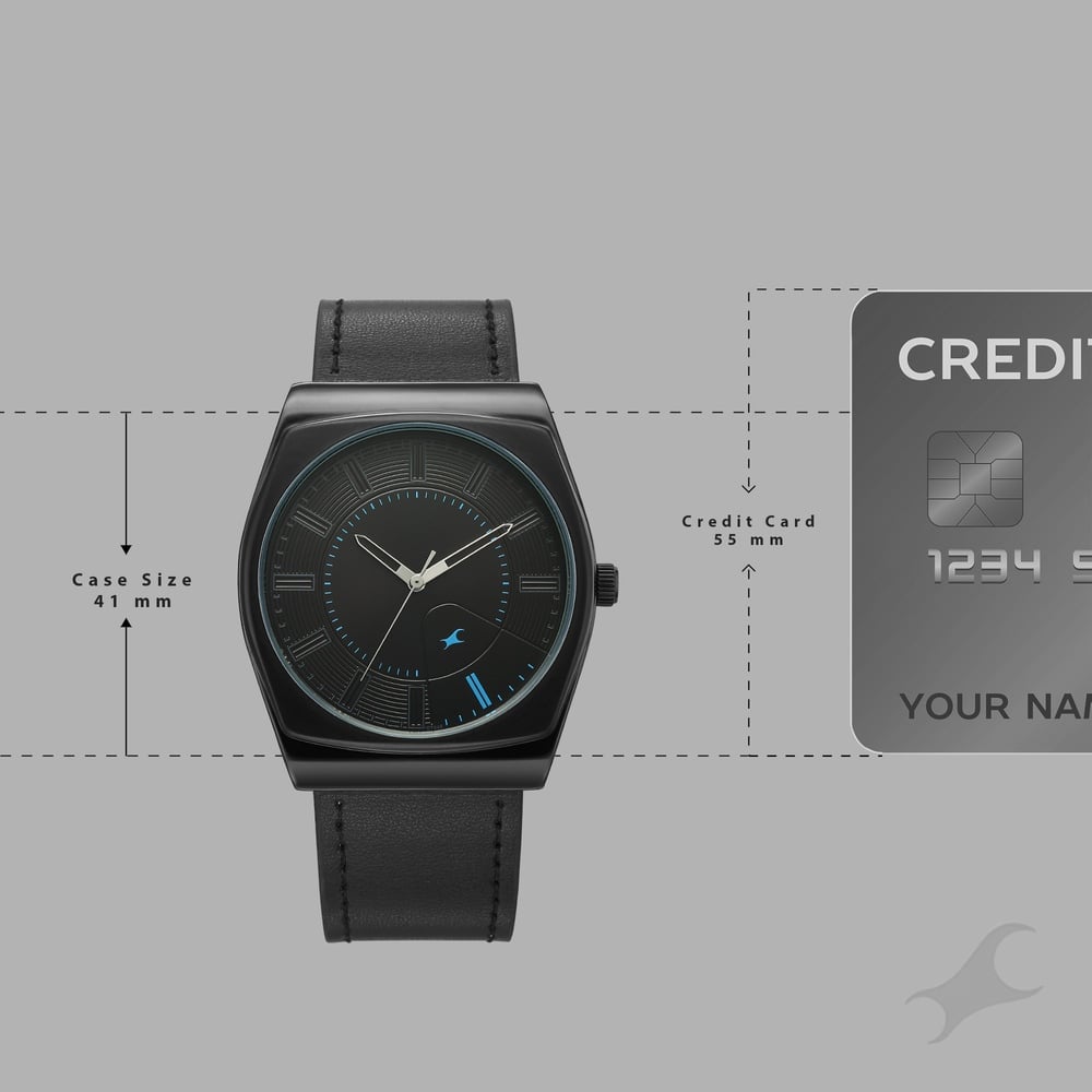 Fastrack Stunners Quartz Analog Black Dial Black Leather Strap Watch For Guys