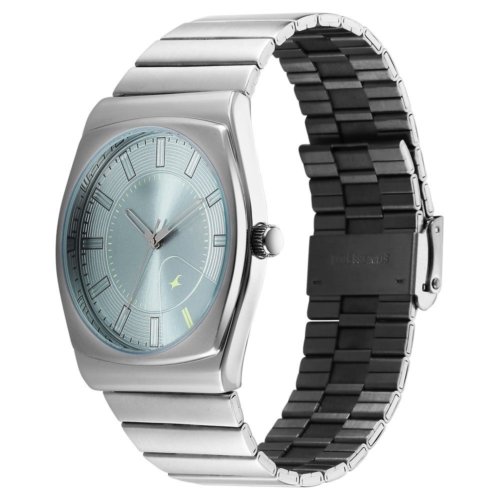 Fastrack Stunners Quartz Analog Green Dial Silver Stainless Steel Strap Watch For Guys