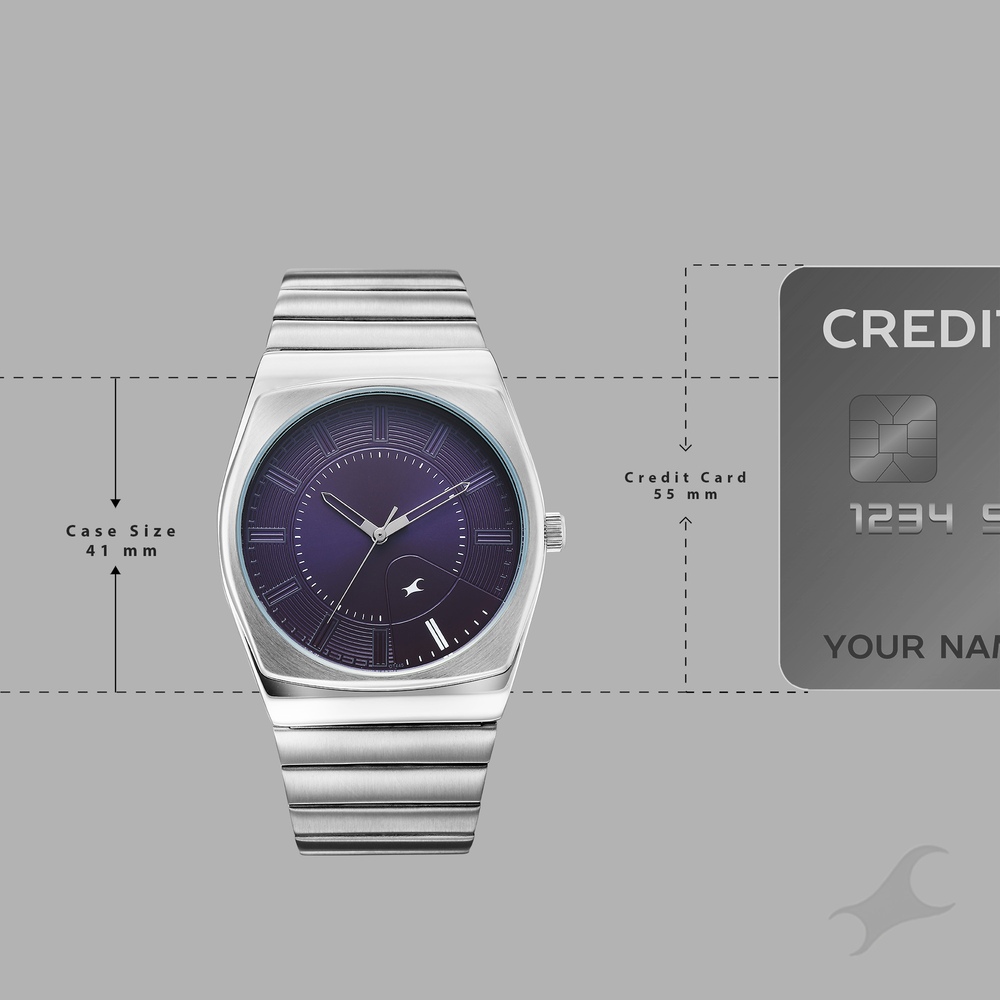 Fastrack Stunners Quartz Analog Purple Dial Silver Stainless Steel Strap Watch For Guys