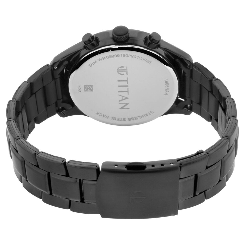 Titan Men's Metropolitan Charm: Men's Multifunctional Black Watch with Metallic Accents