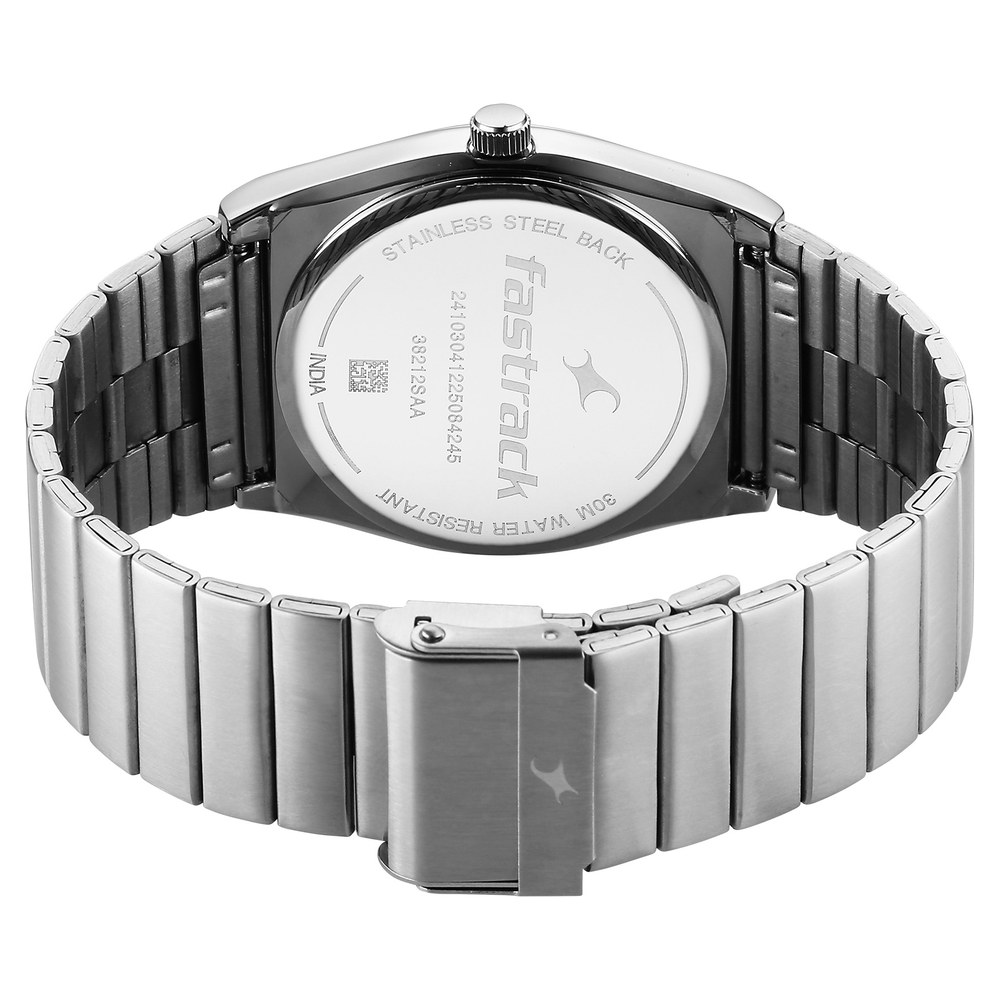 Fastrack Stunners Quartz Analog Purple Dial Silver Stainless Steel Strap Watch For Guys