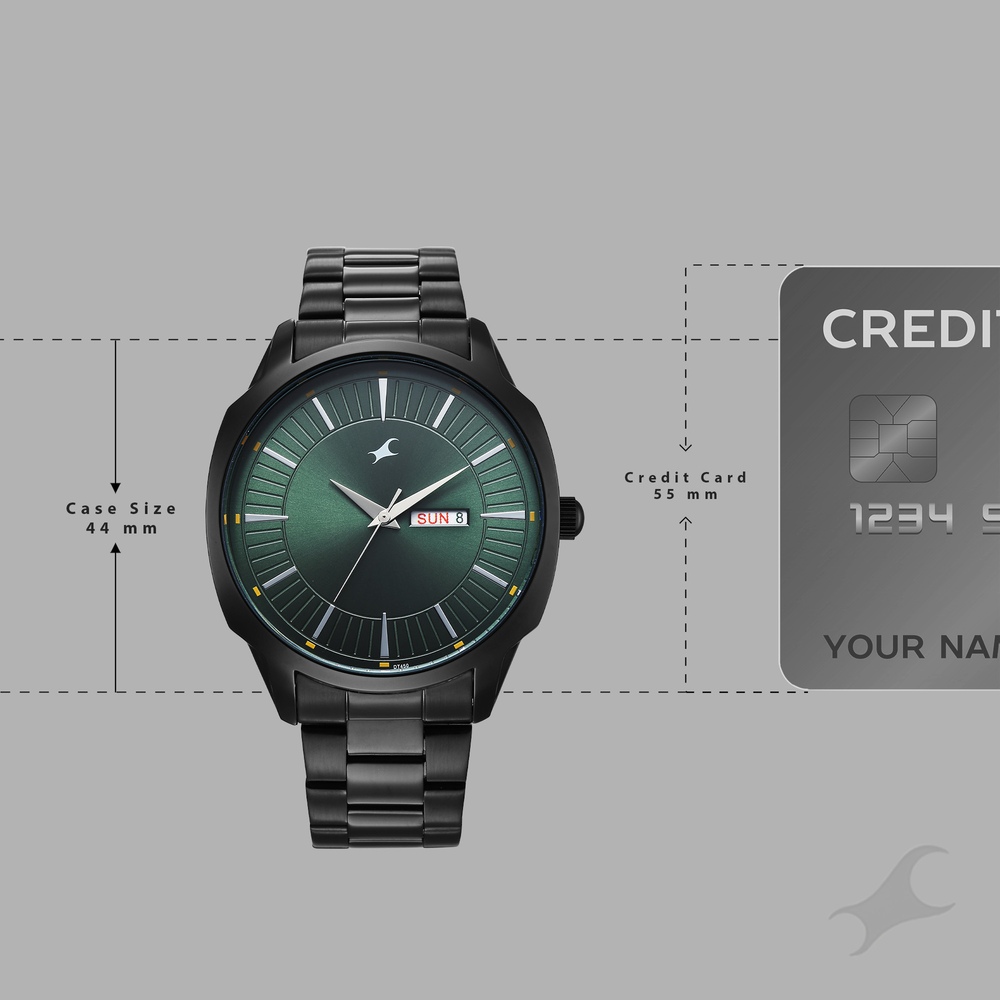 Fastrack Stunners Quartz Analog Green Dial Brown Stainless Steel Strap Watch For Guys