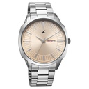 Fastrack Stunners Quartz Analog Beige Dial Silver Stainless Steel Strap Watch For Guys