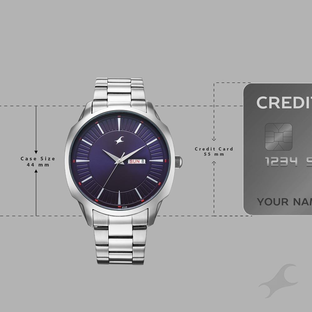 Fastrack Stunners Quartz Analog Purple Dial Silver Stainless Steel Strap Watch For Guys
