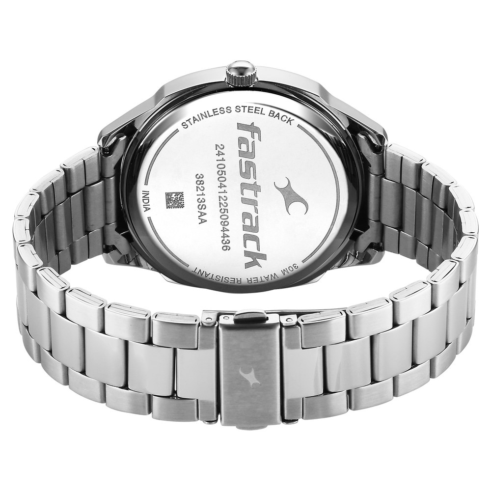 Fastrack Stunners Quartz Analog Purple Dial Silver Stainless Steel Strap Watch For Guys