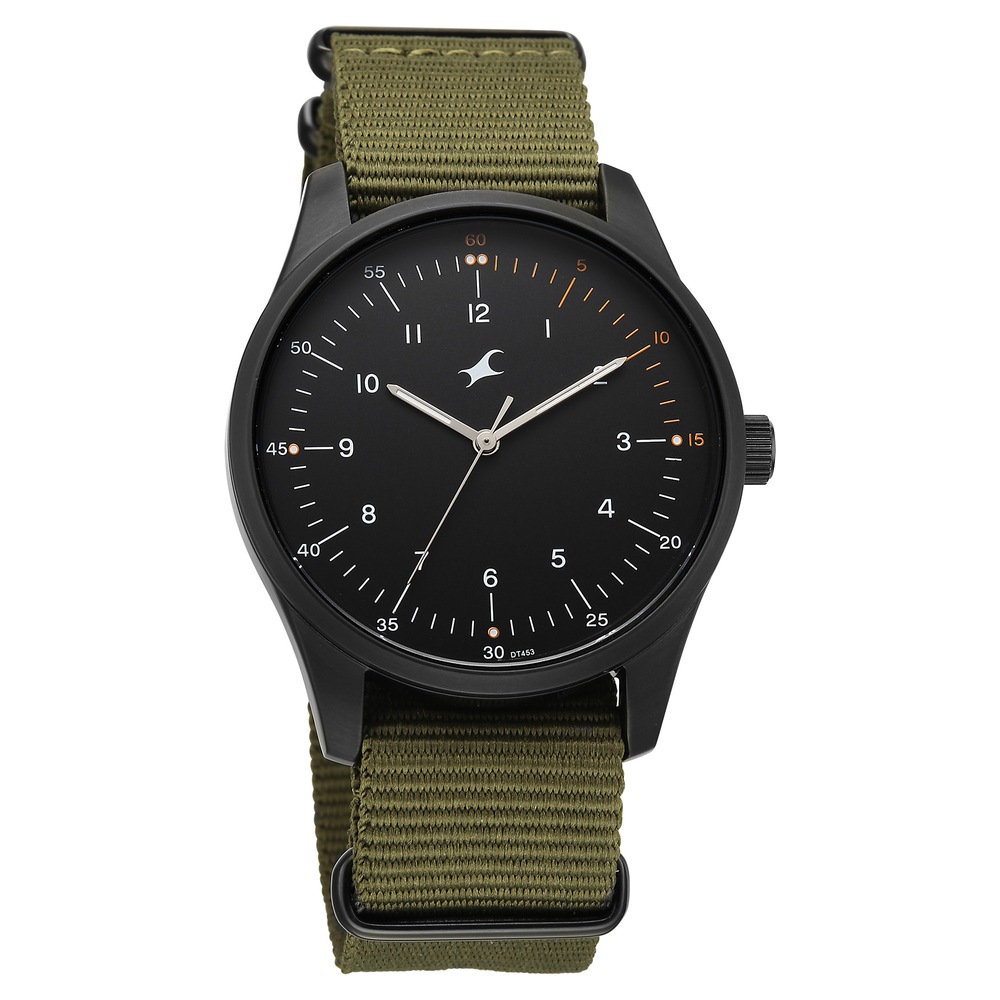 Fastrack Stunners Quartz Analog Black Dial Green Nylon Strap Watch For Guys