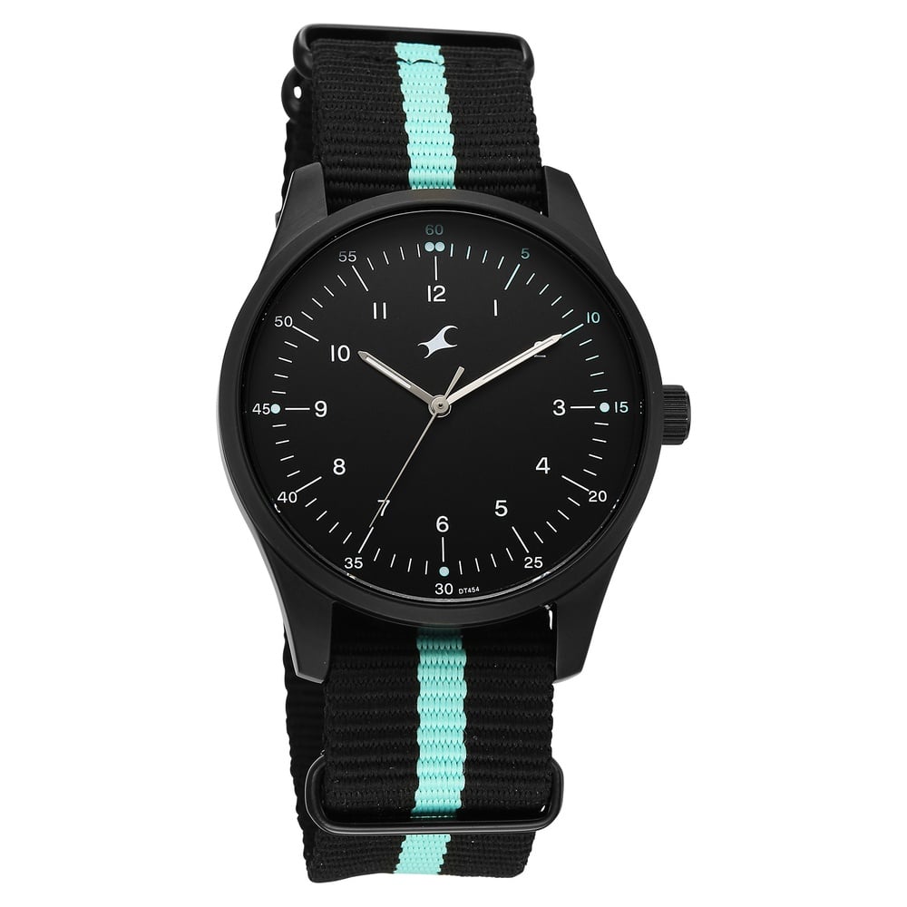 Fastrack Stunners Quartz Analog Black Dial Two Toned Nylon Strap Watch For Guys