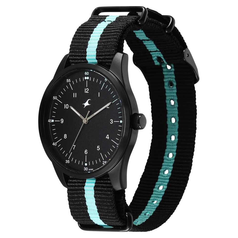 Fastrack Stunners Quartz Analog Black Dial Two Toned Nylon Strap Watch For Guys