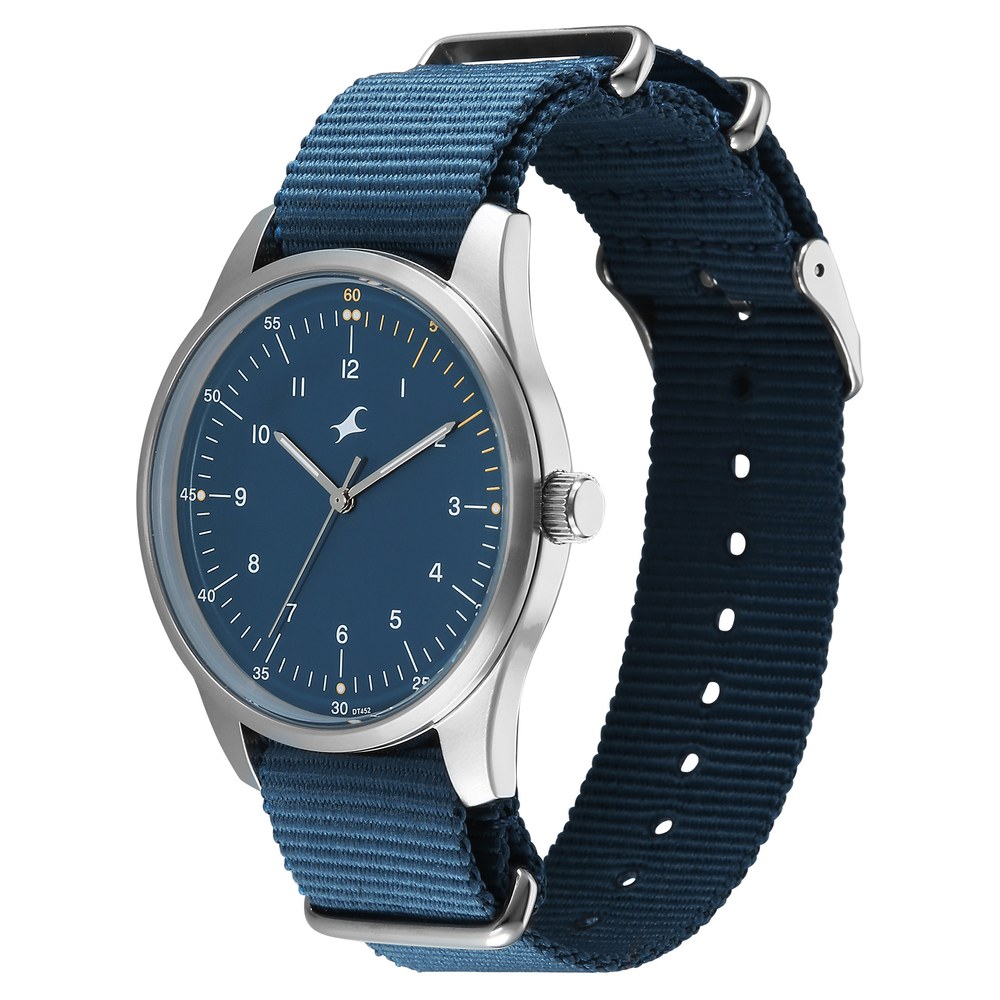 Fastrack Stunners Quartz Analog Blue Dial Blue Nylon Strap Watch For Guys