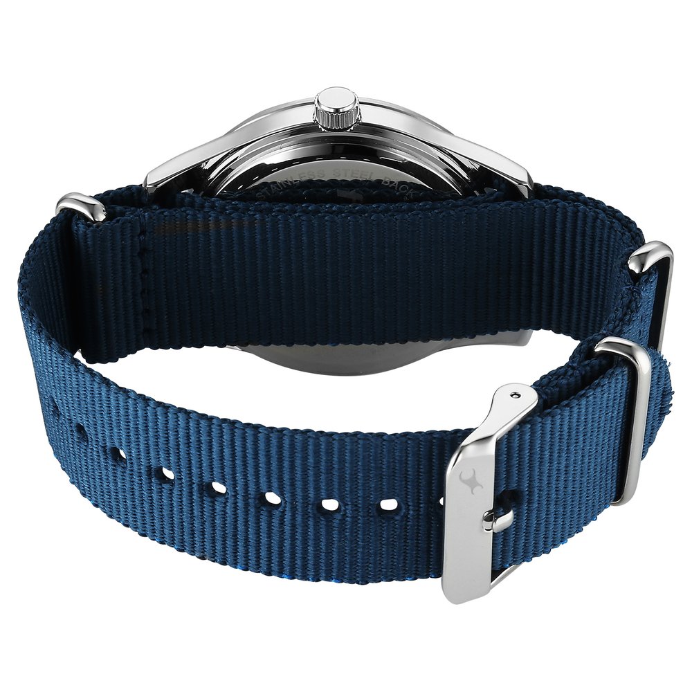 Fastrack Stunners Quartz Analog Blue Dial Blue Nylon Strap Watch For Guys