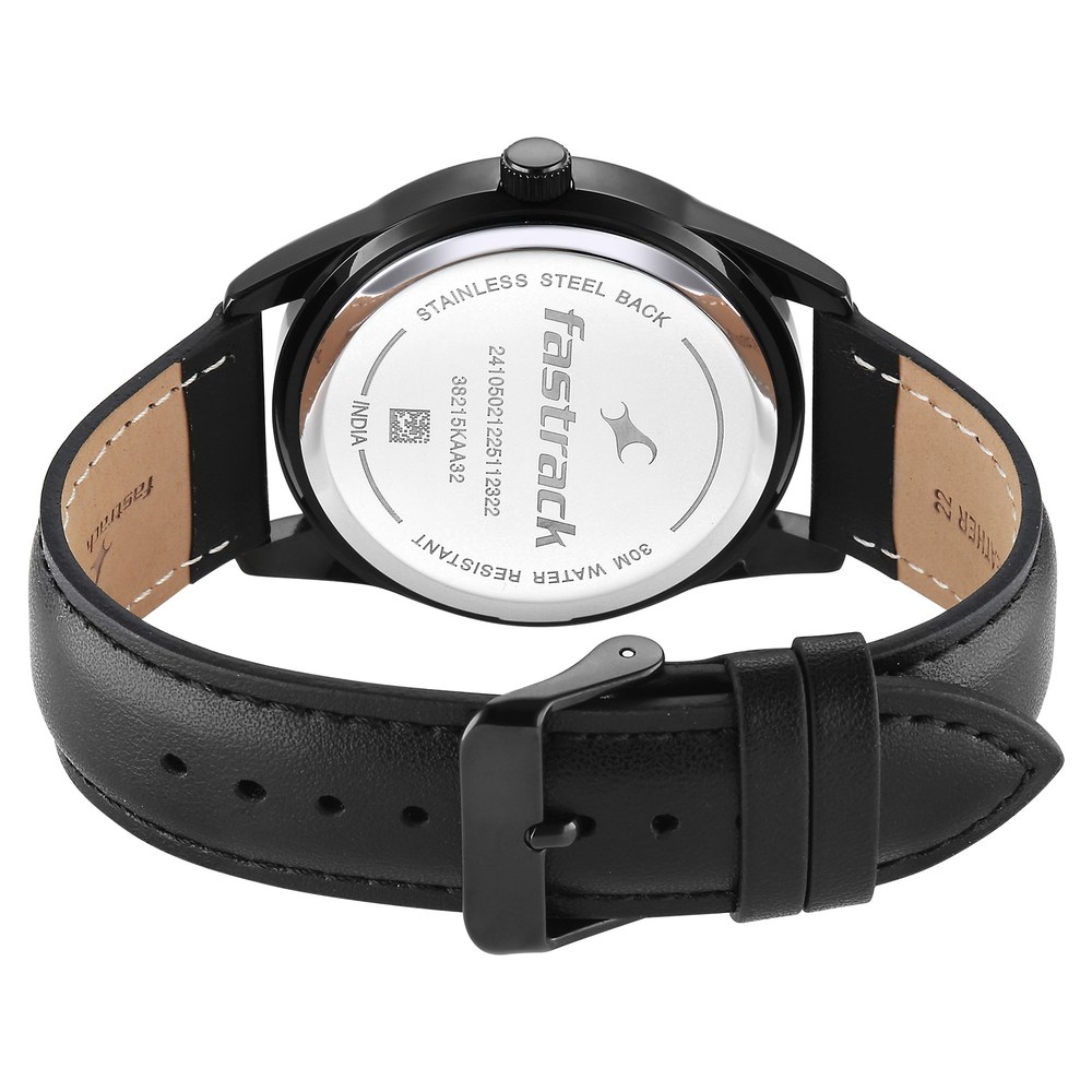 Fastrack Stunners Quartz Analog Green Dial Black Leather Strap Watch For Guys