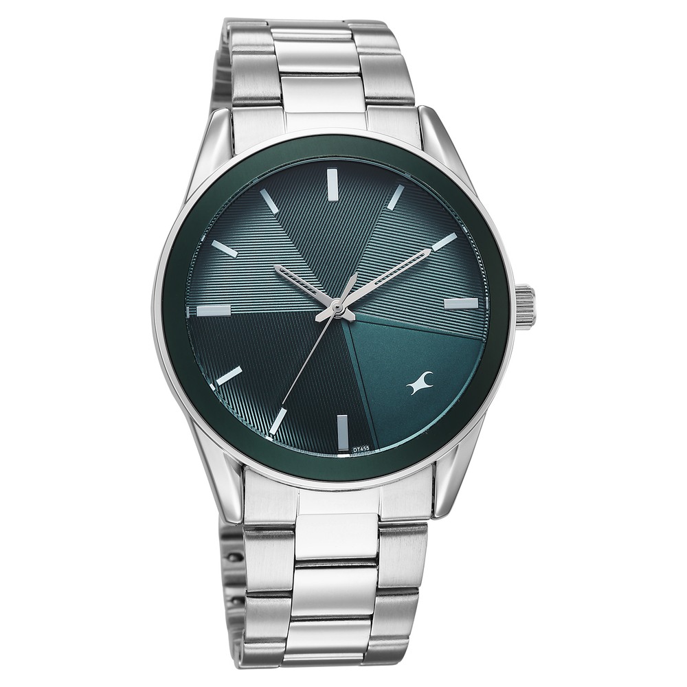 Fastrack Stunners Quartz Analog Teal Dial Silver Stainless Steel Strap Watch For Guys