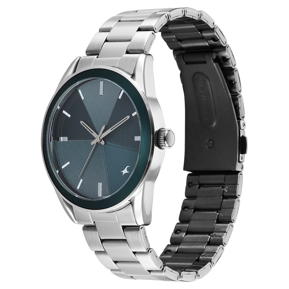 Fastrack Stunners Quartz Analog Teal Dial Silver Stainless Steel Strap Watch For Guys
