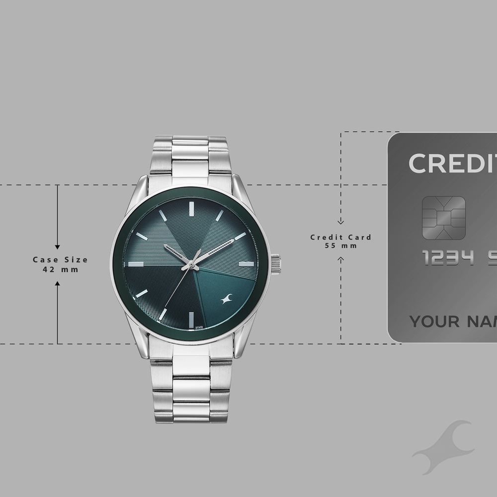 Fastrack Stunners Quartz Analog Teal Dial Silver Stainless Steel Strap Watch For Guys