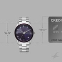 Fastrack Stunners Quartz Analog Purple Dial Silver Stainless Steel Strap Watch For Guys