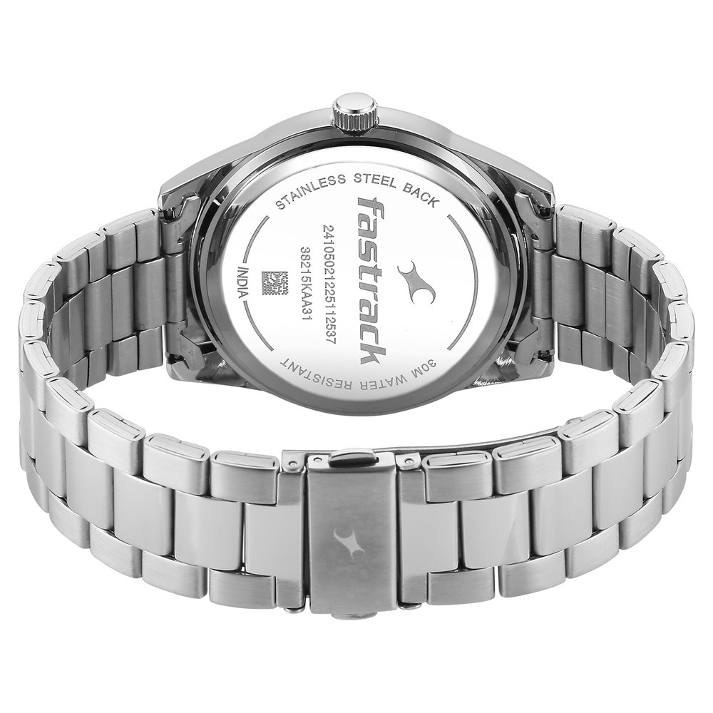 Fastrack Stunners Quartz Analog Purple Dial Silver Stainless Steel Strap Watch For Guys