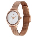 Fastrack Stunners Quartz Analog Silver Dial Rose Gold Stainless Steel Strap Watch For Girls