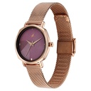 Fastrack Stunners Quartz Analog Purple Dial Rose Gold Stainless Steel Strap Watch For Girls