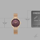 Fastrack Stunners Quartz Analog Purple Dial Rose Gold Stainless Steel Strap Watch For Girls