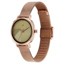 Fastrack Stunners Quartz Analog Green Dial Rose Gold Stainless Steel Strap Watch For Girls