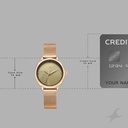 Fastrack Stunners Quartz Analog Green Dial Rose Gold Stainless Steel Strap Watch For Girls