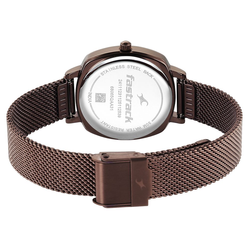 Fastrack Stunners Quartz Analog Brown Dial Brown Stainless Steel Strap Watch For Girls