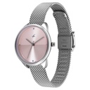 Fastrack Stunners Quartz Analog Pink Dial Silver Stainless Steel Strap Watch For Girls