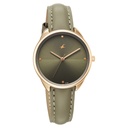 Fastrack Stunners Quartz Analog Green Dial Green Leather Strap Watch For Girls