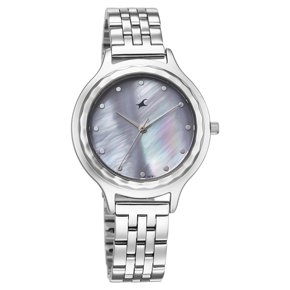 Fastrack Stunners X Quartz Analog Purple Dial Stainless Steel Strap Watch For Girls