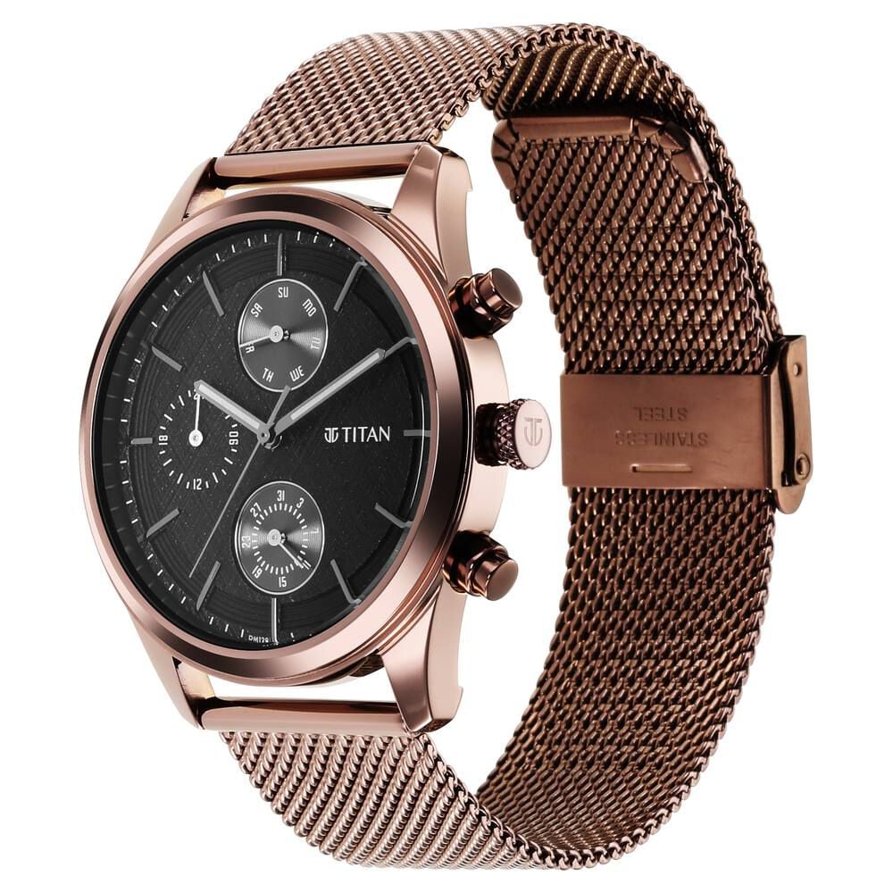 Titan Neo Splash Black Dial Quartz Analog with Date Stainless Steel Strap watch for Men