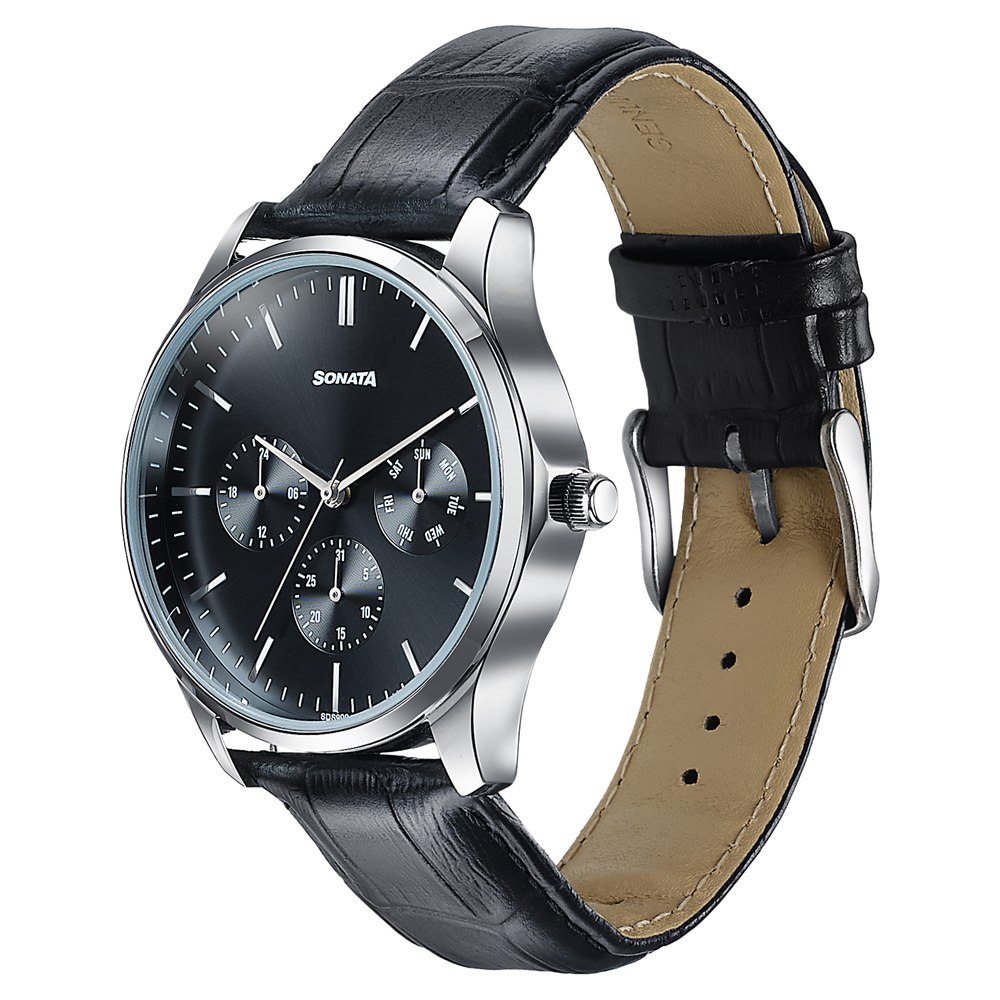Sonata Men's Work Wear black dial Watch - Premium Multifunction design for everyday style