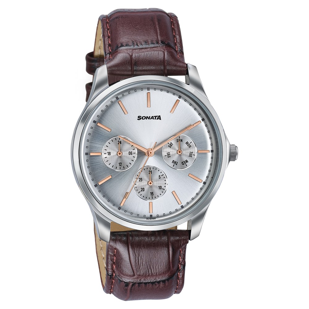 Sonata Men's Work Wear silver dial Watch - Premium Multifunction design for everyday style