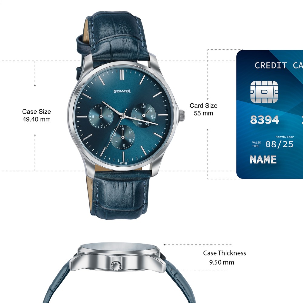 Sonata Men's Work Wear Dark teal dial Watch - Premium Multifunction design for everyday style