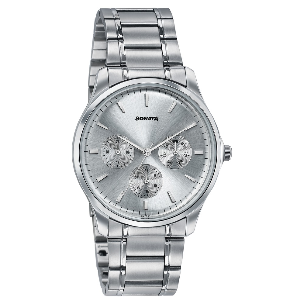 Sonata Men's Work Wear silver Watch - Premium Multifunction design for everyday style