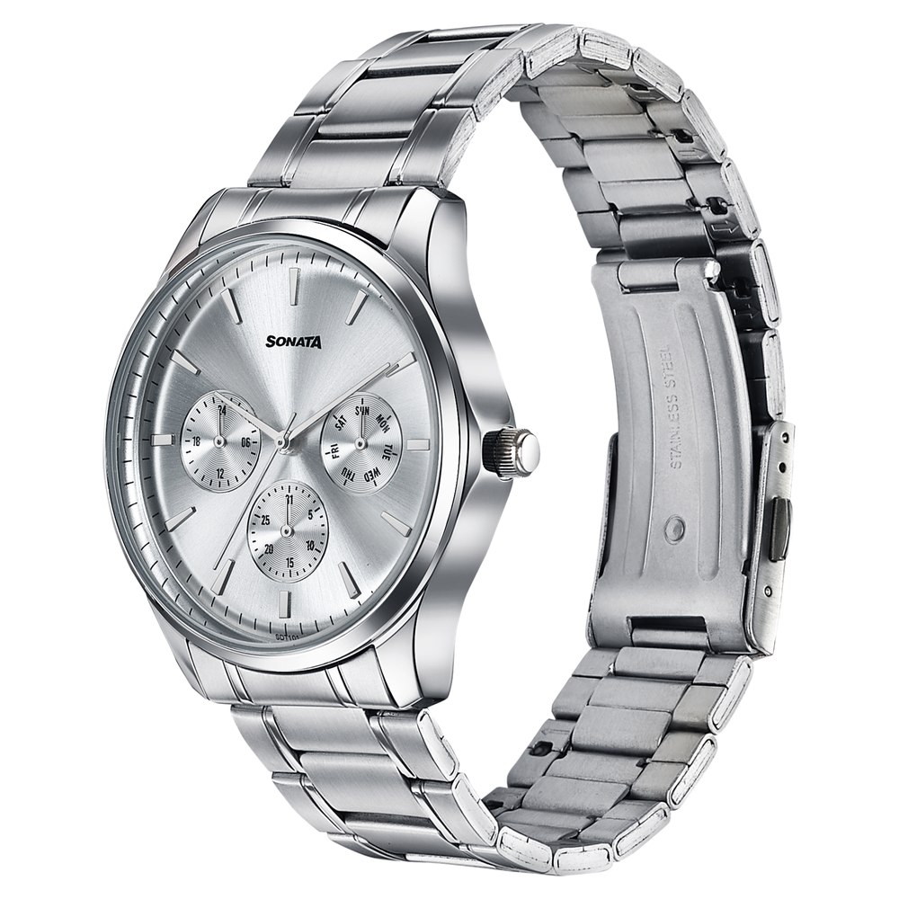 Sonata Men's Work Wear silver Watch - Premium Multifunction design for everyday style