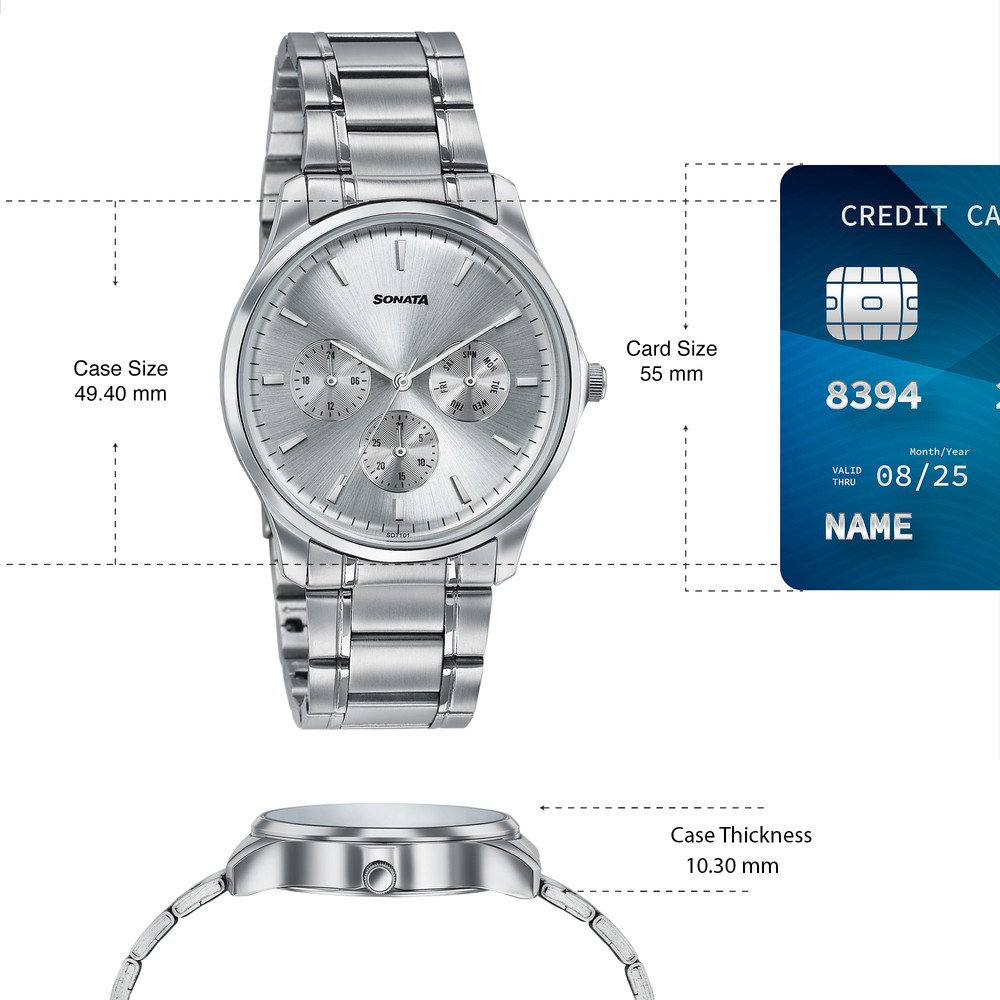 Sonata Men's Work Wear silver Watch - Premium Multifunction design for everyday style